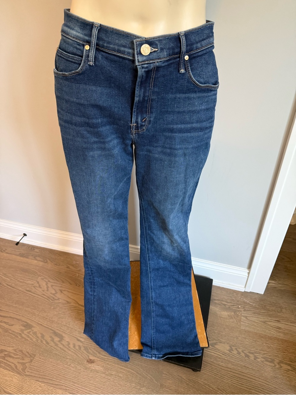 MOTHER Dark Blue High-Rise Wide Leg Jeans - Picture 6 of 10